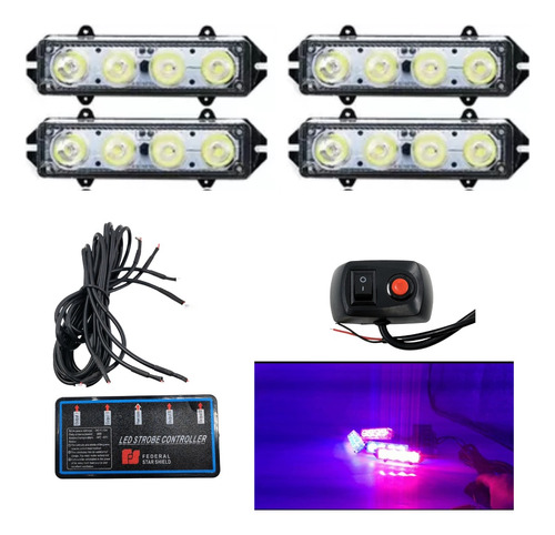 Juego 4 Codigos Led C/modulo Estrobos Patrulla Emergencia