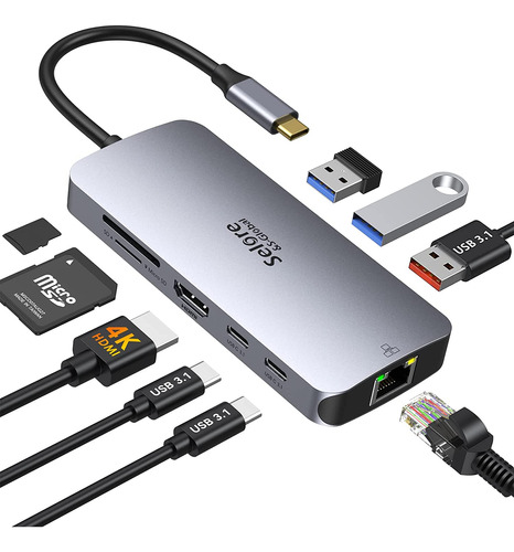 Adaptadores Usb C Para Macbook Pro/air 10 Gbps 9 En 1