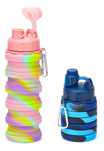 Botellas De Agua Plegables, Paquete De 2 Botellas De Agua De