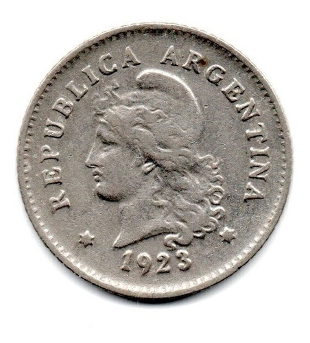 Moneda Argentina 10 Centavos 1923 Niquel