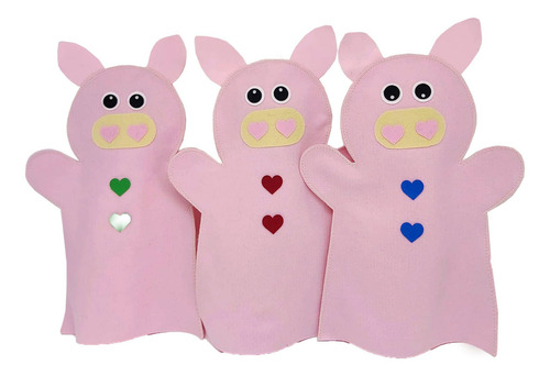 Fantoche - Feltro - Lobo E Os Três Porquinhos - Kits E Gifts