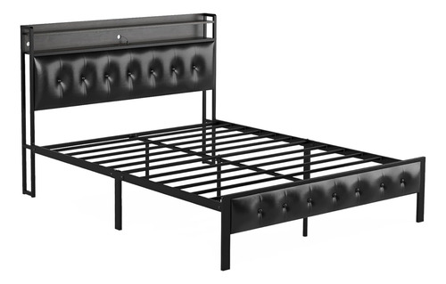 Base Cama King Size Cabecera Puertos Usb Luces Led Control