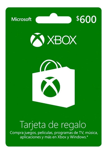 Tarjeta De Regalo Microsoft Xbox - 600 Mxn Código Digital