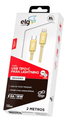 Cabo Usb Tipo-c Para Lightning 2m Nylon Tcl20bg