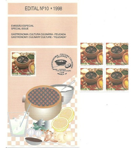 Edital Nº10 Ano 98 + 4 Selos Cultura Culinária Feijoada- C96