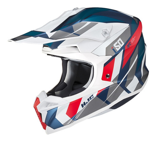 Capacete Motocross Hjc I50 Vanish Velocross Enduro Trilha Cor Branco/Azul/Vermelho Tamanho do capacete 60