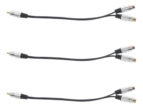 Cable De Audio En Y, 3 Conectores De Metal Rca Hembra A Dobl