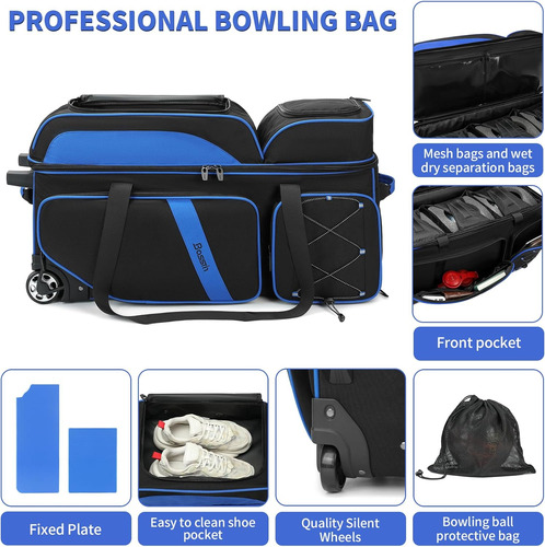 Bolsa C/ Llantas P/ 3 Bola Boliche Flextro Tour Y Accesorios