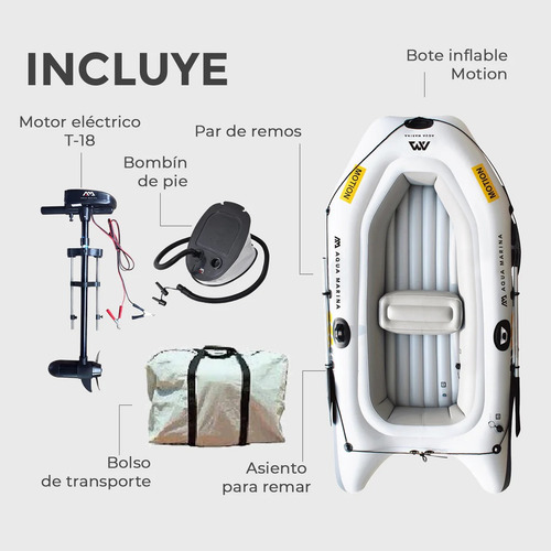 Bote Inflable Aquamarina Motion Con Motor Electrico