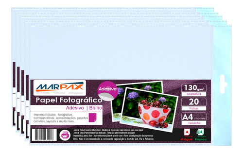 Papel Fotográfico Adesivo Brilhante A4 130g 1000 Folhas