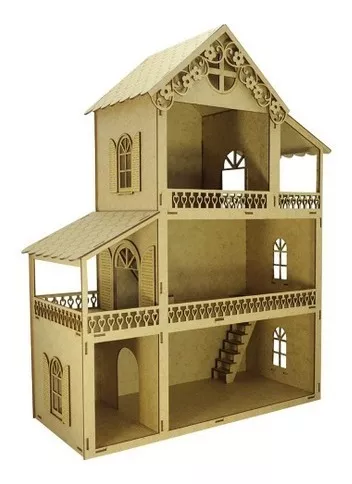 Casa Para Boneca Barbie Desmontada 129x88x42,5 Mdf Madeira