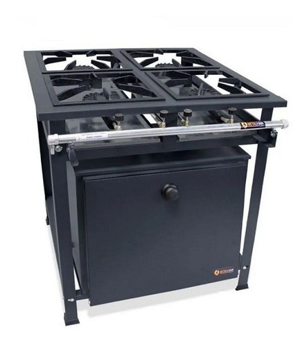 Fogão Industrial Gás 4 Bocas Com Forno Alta Pressão 30x30 P5 Cor Preto