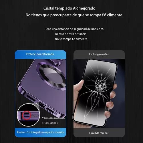 Funda Magnética Metálica De Doble Cara Para iPhone, 1 Pcs Color Azul For iPhone  13 Pro Max