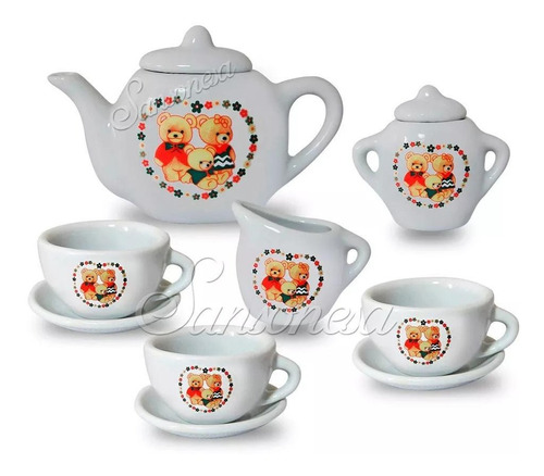 Juego De Te 11 Pz Porcelana Para Niñas/tazas Plato Tetera 