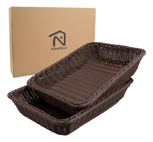 Cesta Rectangular De Mimbre Para Almacenamiento 2 Piezas