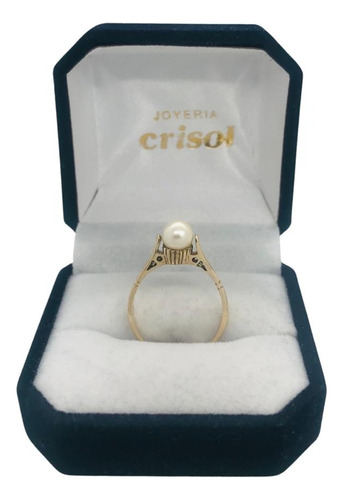 Anillo Solitario En Oro9k C/ Perla De Cultivo (a322)