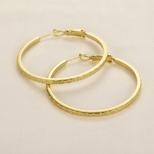 Facetadas Arracadas de Oro 14k Mujer 36mm Mujer Dama Niña Joyería Fina Ava Evelyn TE012
