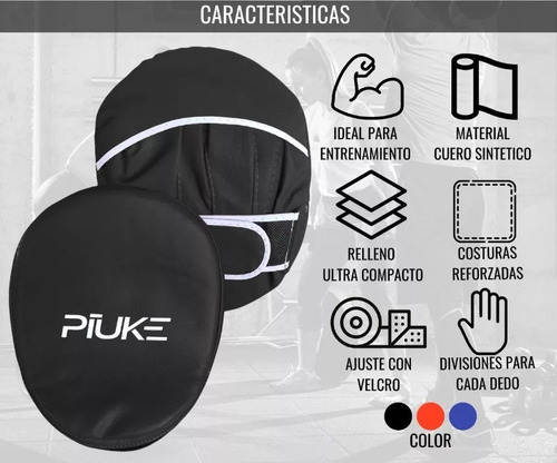 Guantes Foco Manopla Boxeo Kickboxing X Par Mma Alto Impacto Negro