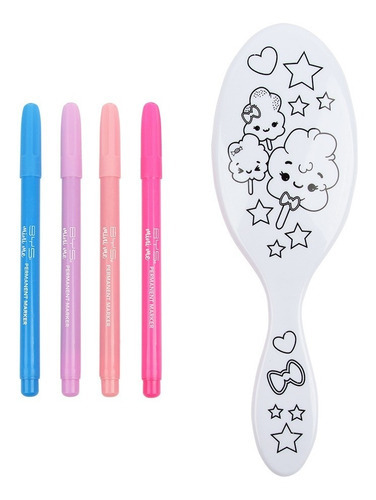 Cepillo Para El Cabello Con Plumones Diy Bys Mini Me Color Fairy Floss