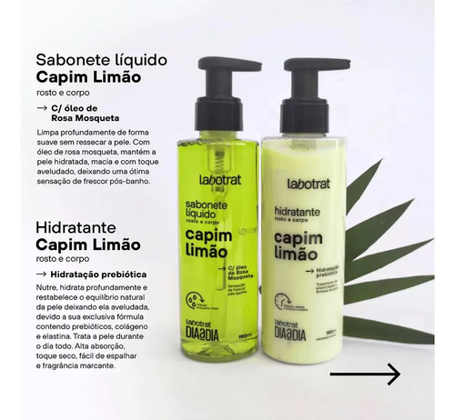 Hidratante Rosto Corpo Capim Limão Dia Dia 190ml - Labotrat
