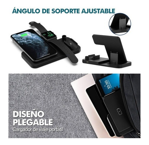 Cargador Qi Inalámbrico 9v 4 En 1 iPhone / Android Usb C