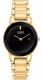 Reloj Citizen Axiom Gold Con Fechador Ga1052-55e Original Color De La Correa Dorado Color Del Bisel Dorado Color Del Fondo Negro