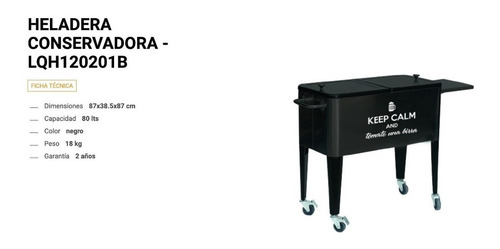 Imagen 2 de 8 de Conservadora Térmica 80 Litros Acero Inox Lusqtoff Negra