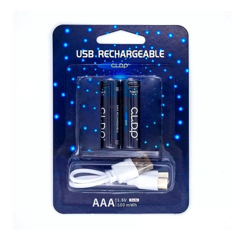 Blister 2 Pila Bateria Aaa Recargables Usb 1200 Cargas Cldp