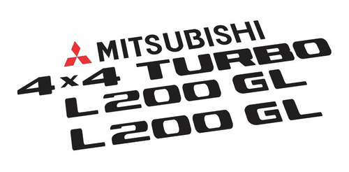 Kit Adesivo Emblema Mitsubishi L200 Gl 4x4 Turbo L200glt Fgc