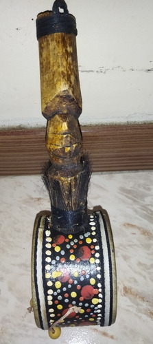 Tamborín Indonesio Original, Madera Y Cuero.