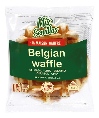 Waffle Belga De Semillas 65g Fuente Fibra - 0% Grasas Trans