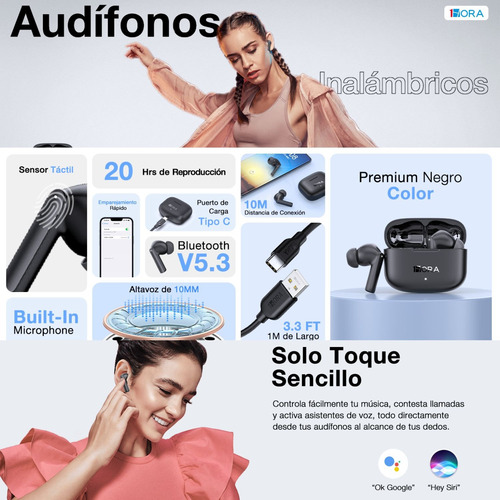 Audífonos Inalámbricos Bluetooth 5.3 Con Micrófono Manos Li