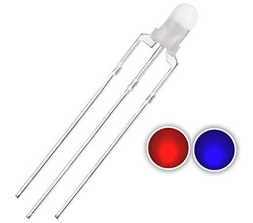 Led 3mm Bicolor Azul Rojo X 10 Unid Difuso Alto Brillo