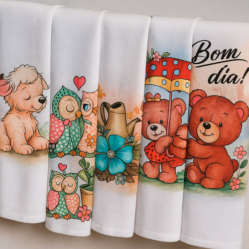 Kit 30 Pano De Prato + Brinde Louvre Moda Casa Estampado Com Bainha 100% Algodão Pano De Cozinha Guardanapo De Tecido Pano De Copa