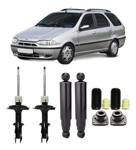 4 Amortecedores + Kit Batente Palio Weekend 97 98 1999 2000