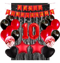 Comprar Combo Globos Kit Numeros Confeti Feliz Cumple Rojo Negro