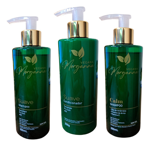 Kit Shampoo E Condicionador Morganna Vegana 3 Un + Brinde