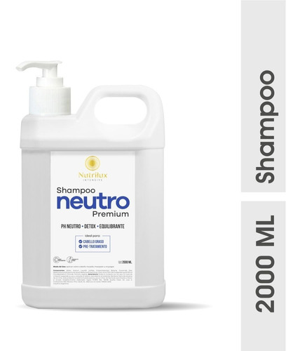 Shampoo Neutro X 2 Litros Premium Ph 7 Anti Residuos Sin Sal