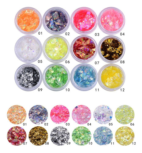 Minejin Nail Art Round Mermaid Glitter Sequins With Broken S