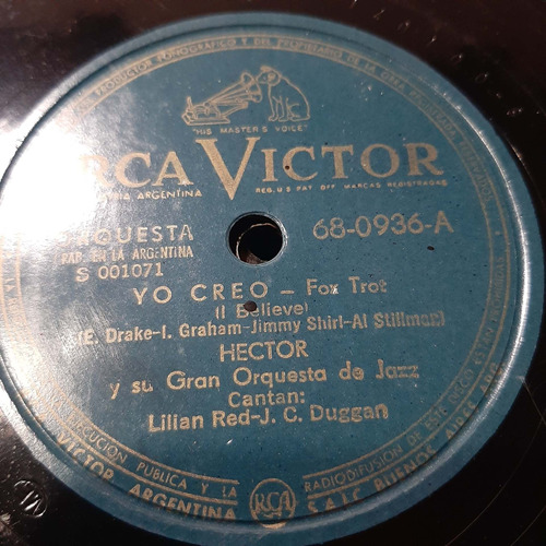 Pasta Hector Orq Lilian Red J C Duggan Rca Victor C268
