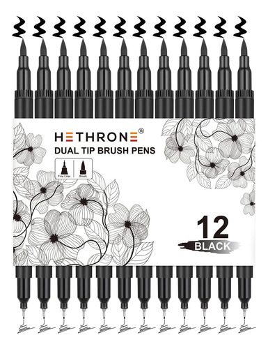 Marcadores Hethrone Punta De Fieltro 12 Piezas Negro