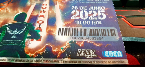 Reimpresión De Entrada La Renga 28 06 2025 Huracán .