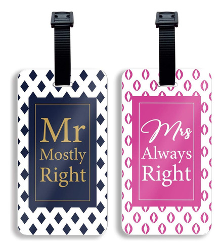 Etiquetas De Equipaje Setgo Mr Mostly & Mrs Always (juego De