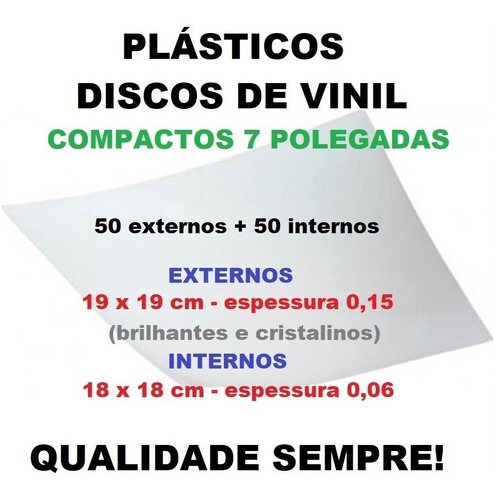 100 Plásticos P/ Compactos Vinil - 50 Externos + 50 Internos