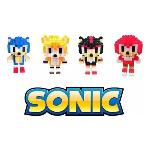 Set 4 Mini Bloques Sonic Y Sus Amigos Figura 3d Armable