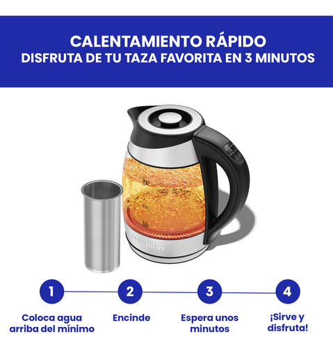 Hervidor Electrico Chefman Rj11-17-cti-rl 1.7 L Inoxidable