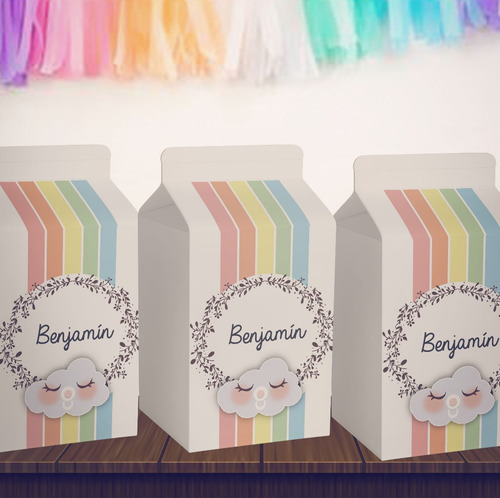 Imagen 6 de 10 de Kit Imprimible Arco Iris Nubes Pastel. Kit Rainbow Editable
