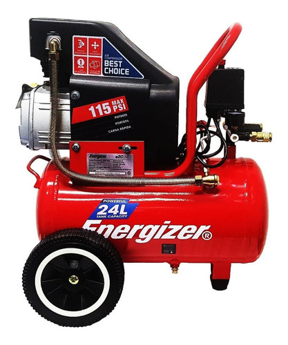 Compresor de aire eléctrico portátil Energizer EZC24D monofásico 24L 2hp 220V 50Hz rojo