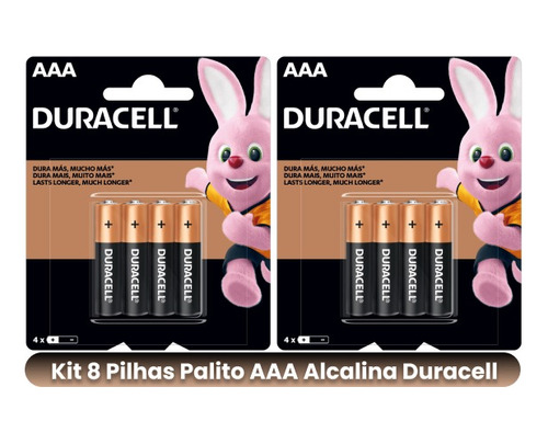 8 Pilhas Duracell Duralock Pilha Alcalina Aaa C/ 2 Cartelas 