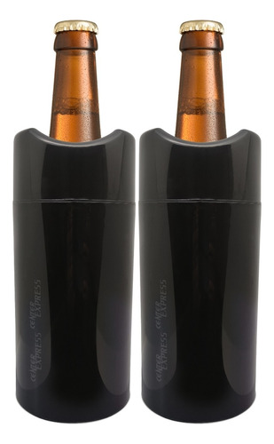 2 Porta Garrafas Térmico Cerveja 600ml Parede Dupla - Black